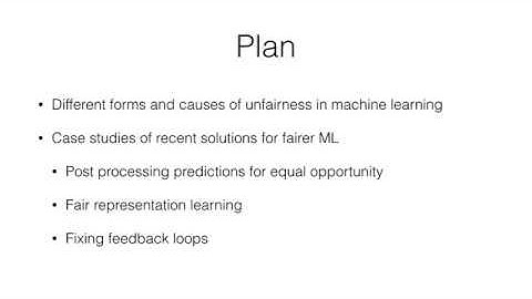 Fairness in Machine Learning