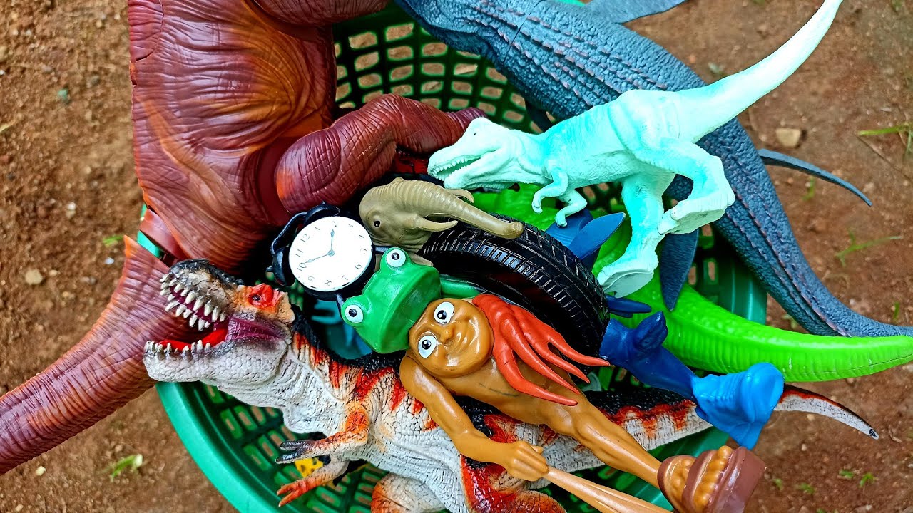 Menemukan mainan dinosaurus Brontosaurus Brachiosaurus Stegosaurus Triceratops trex anomali tungtung