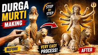 Making a Durga mata murti with clay step by step | durga thakur banana