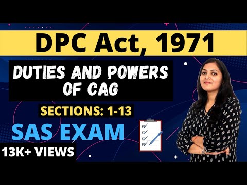 PC5 | SAS exam for AAO | CAG's DPC Act 1971  (Sec 1 to 13) | Best Explanation in Hindi