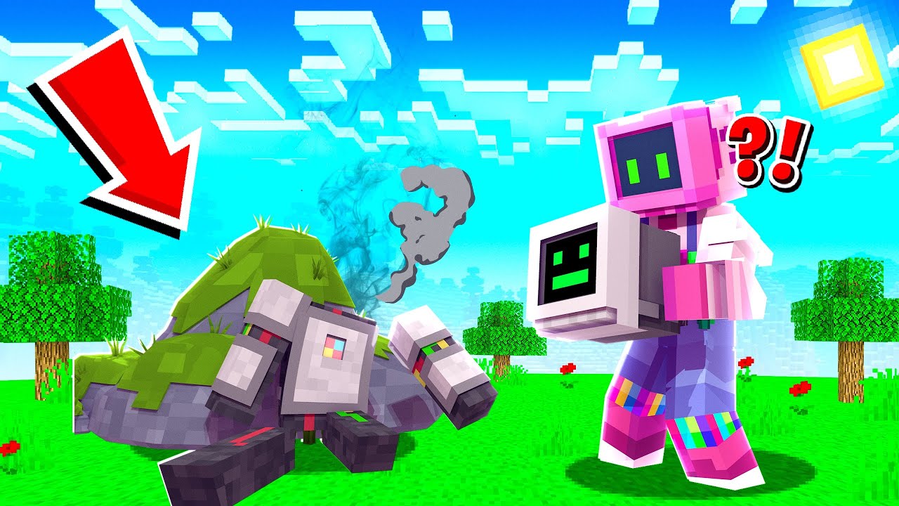 Ze Moet Het Leven Van De Robot Redden In Minecraft (Survival)