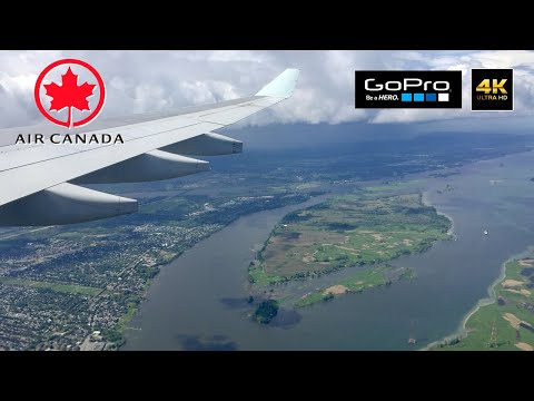 Atterrissage à Montréal – Landing at Montreal Intl Airport – Flight Air Canada Lyon-Montreal AC 877