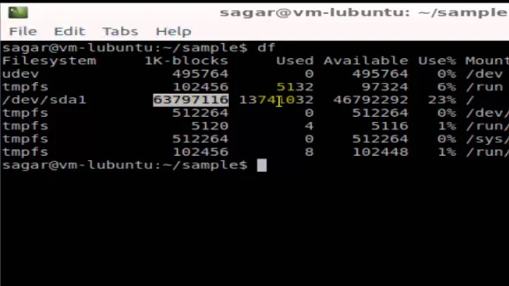 How to check disk space in Lubuntu