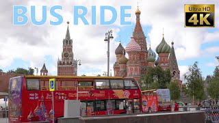 Moscow Double-Decker Bus Ride - Moscow - City Sightseeing Top Floor Front Seet View 4K 60fps🎧