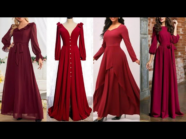 Wine Velvet off Shoulder Padded Gown | Simple gown design, Simple gowns, Long  gown design