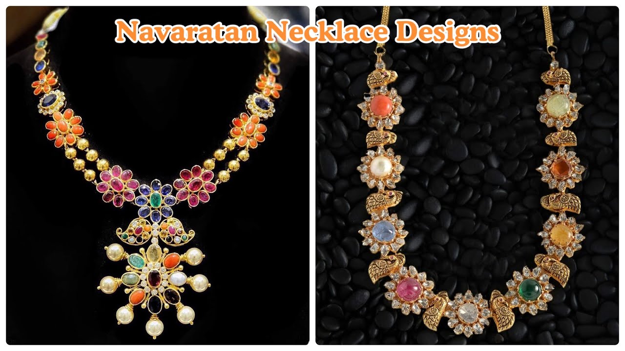 Navaratna Necklace Set (22K Gold)