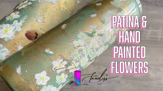 Patina and Hand Painted Flowers Tumbler Tutorial @SandysOrganizedChaos
