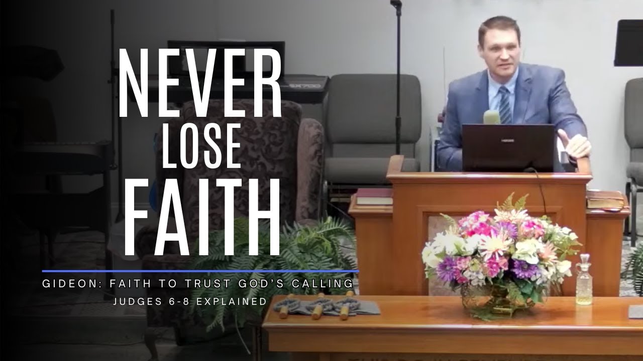 Pastor Chris Buscher preaching from Judges 6–8 about Gideon, overcoming fear, and trusting God’s calling.