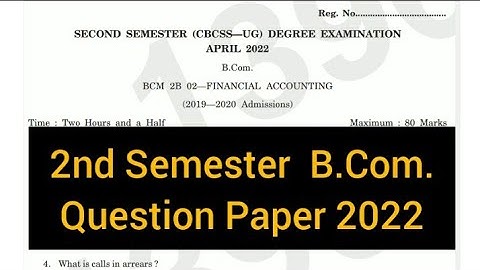 FINANCIAL ACCOUNTING            |          2nd Sem  B.Com.  Question Paper 2022 #calicut #university