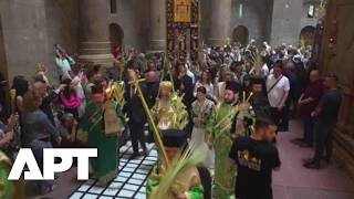 Greek Orthodox Patriarch Leads Palm Sunday Ceremony in Empty Jerusalem Old City | APT