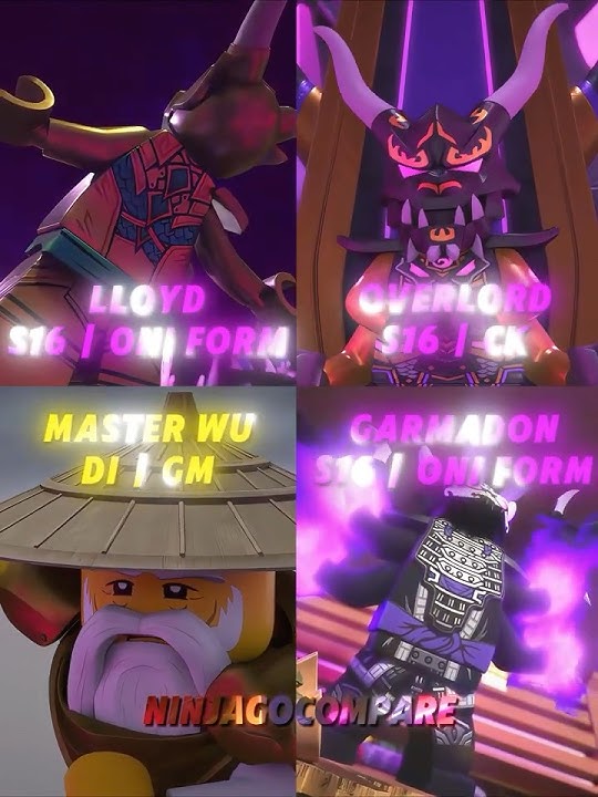 Lego ninjago oni Lloyd vs crystal king Vs wu golden mech vs oni garmadon #fyp #ninjago #legoninjago