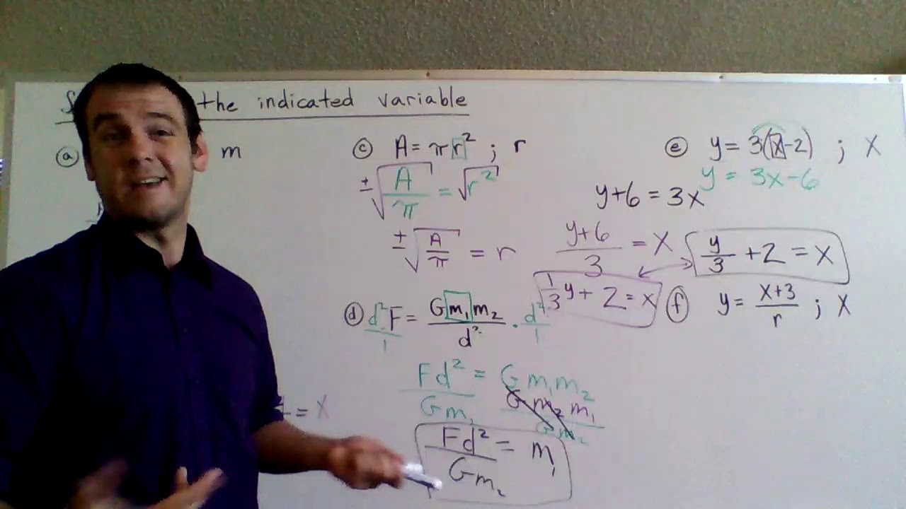 Solve For The Indicated Variable YouTube Solve For The Indicated Variable YouTube