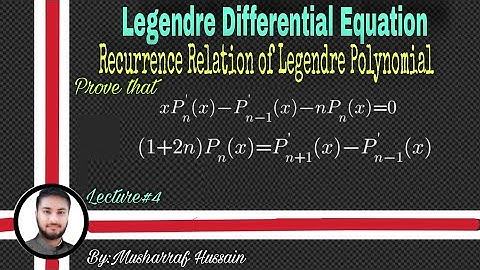 Recurrence Relation of Legendre Polynomial||Legendre Polynomial||Lecture 4||Maths by Logic