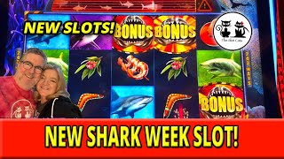 NEW EVERI SLOTS! SHARK WEEK ON LOCATION & BIG DOLLAR GREEN. #theslotcats