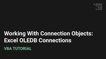 Working With Excel VBA Connection Objects | Excel OLEDB Connection