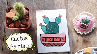 Quick & Easy Cactus Pot Painting | Acrylic & Watercolor Painting | DIY