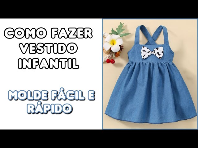 Vestido de boneca  Vestidos infantis, Moda infantil, Molde de vestido  infantil