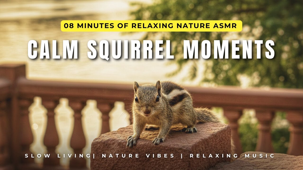 Calm Squirrel on Ancient Stone Pillar | 8 Min Cinematic Nature ASMR for Deep Relaxation