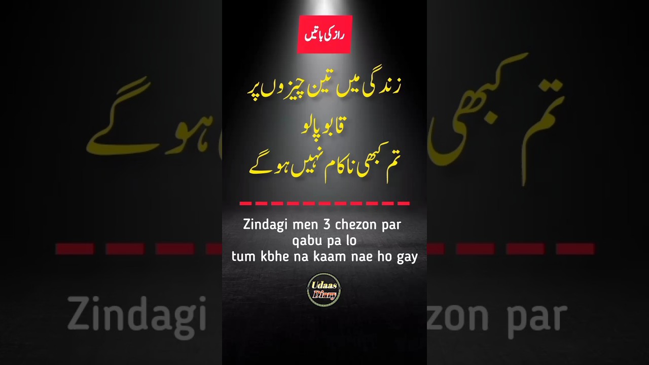 Zindagi men 3 chezen par qabu pa lo || motivational quotes || life changing quotes | udaas diary