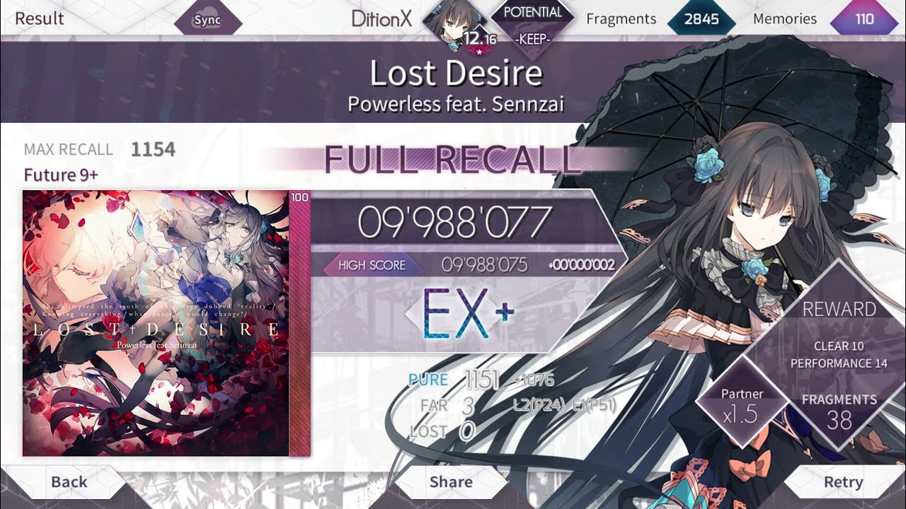 [Arcaea] Lost Desire (FTR 9+). FULL RECALL!!! 9,988,077pts. - YouTube