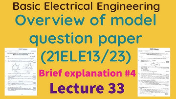 Answer Key discussion of Basic Electrical Engg. Model Question Paper 21scheme BE  VTU 21ELE13/23 BEE