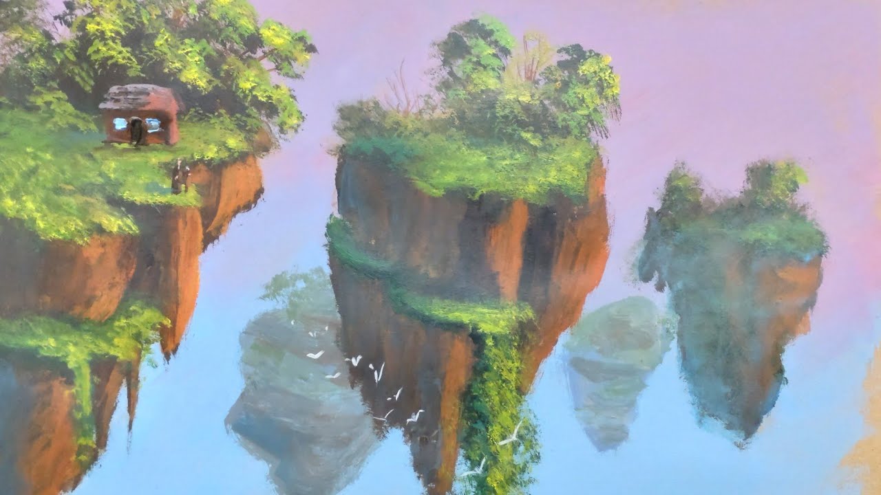 Floating Islands   Acrylic Landscape Painting