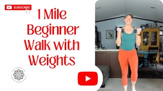 1 Mile Beginner Walk at Home with Weights | Walk with Emily
