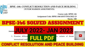 BPSE 146 SOLVED ASSIGNMENT 2022-2023 || #IGNOUStudentsSupport #ignou #ignousolvedassignment #cbcs