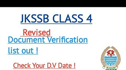 Revised Document verification list JKSSB CLASS 4