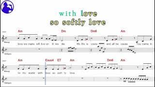 Andy Williams-Speak softly love karaoke sheet music,MR for players,chord,chorus,Lyrics (Ye karaoke)