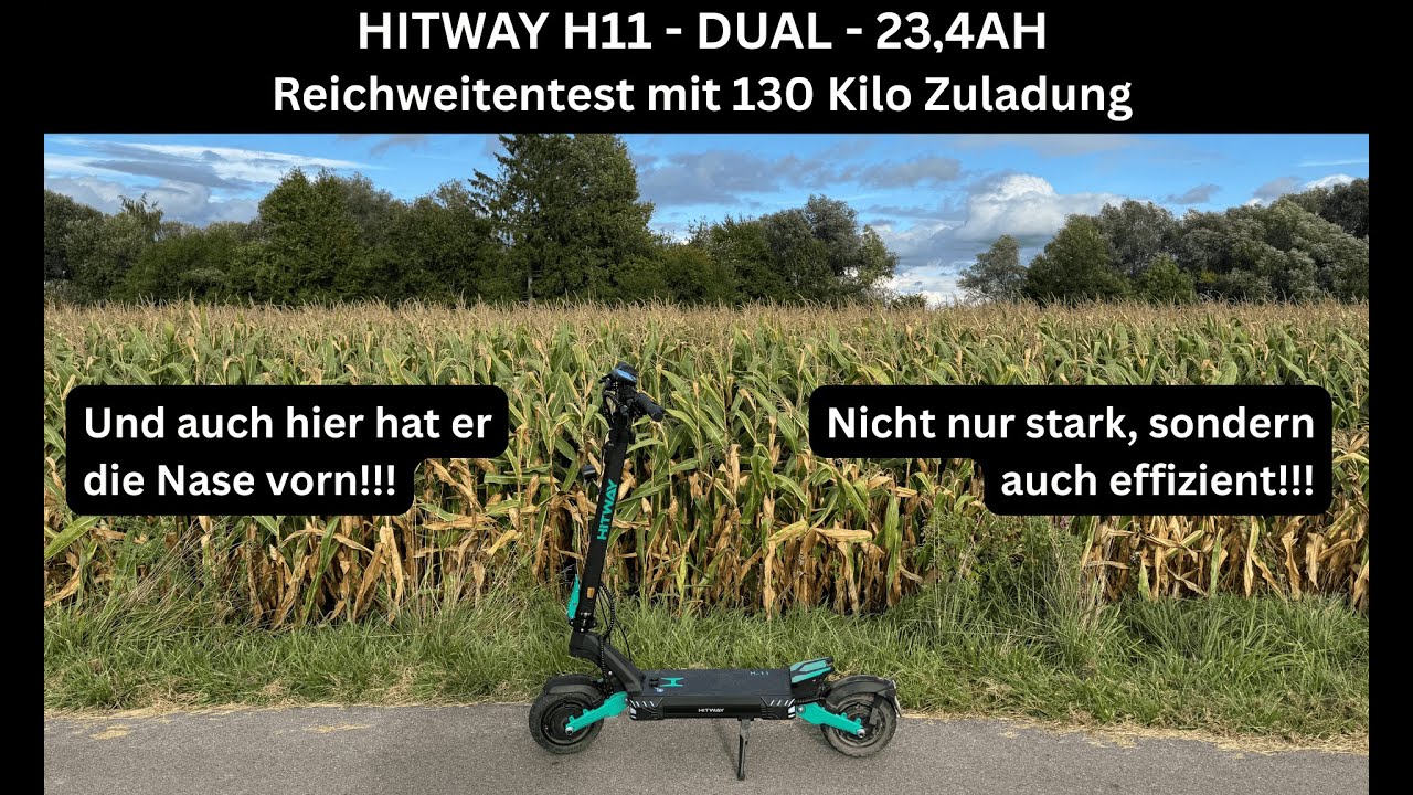 Hitway H11 (52V - 23,4AH) - Reichweitentest mit 130 Kilo Zuladung