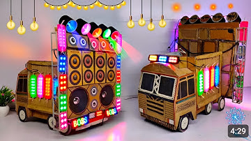 Homemade New Mini Dj Setup with Cardboard Making Dj Truck & Dj Lights | Dj wala gadi