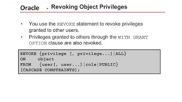 Oracle - Controlling User Access, Creating and Revoking Object Privileges | ওরাকল - রিভোকিং