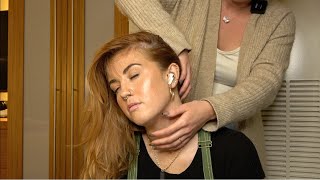 Giving Kristen her first ASMR Massage ☁️ | Hair Play, Face Touch & Light Scratches