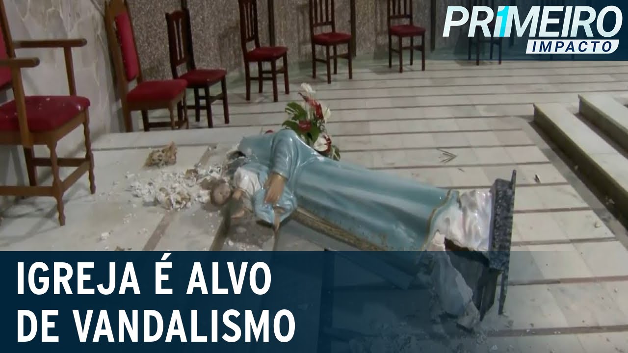Igreja católica é alvo de vândalos e tem imagens de santos destruídas | Primeiro Impacto (04/05/21)