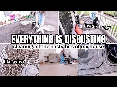 Disgusting Clean With Me | Cleaning The Nasty Bits Of My House Inside & Out!