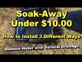3 vertical drains  diy remove lawn water under 1000