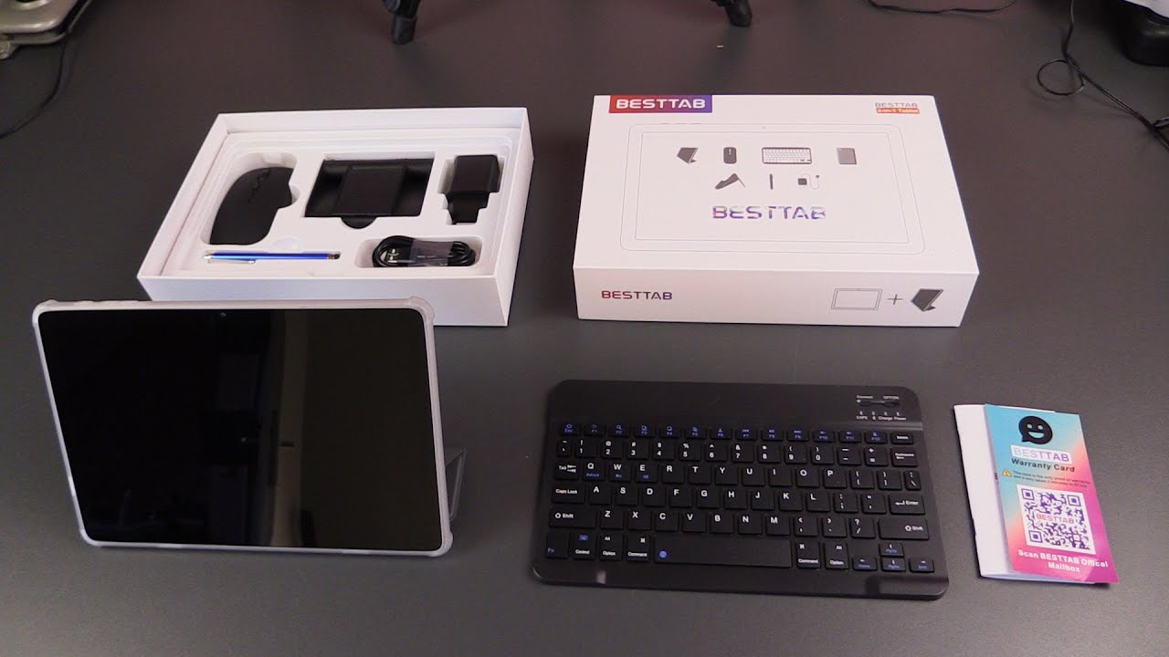 BESTTAB A20 Tablet mit Tastatur und Maus, 10 Zoll Android 14 Tablet, 24GB RAM, 256GB ROM, 5.000 mAh