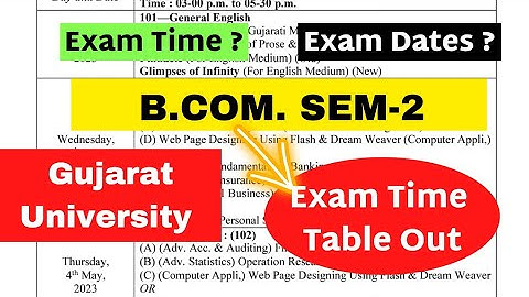 B.Com. SEM 2 Gujarat University Exam Time Table Out