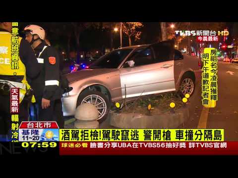 ​酒駕拒檢！駕駛竄逃、警開槍　車撞分隔島