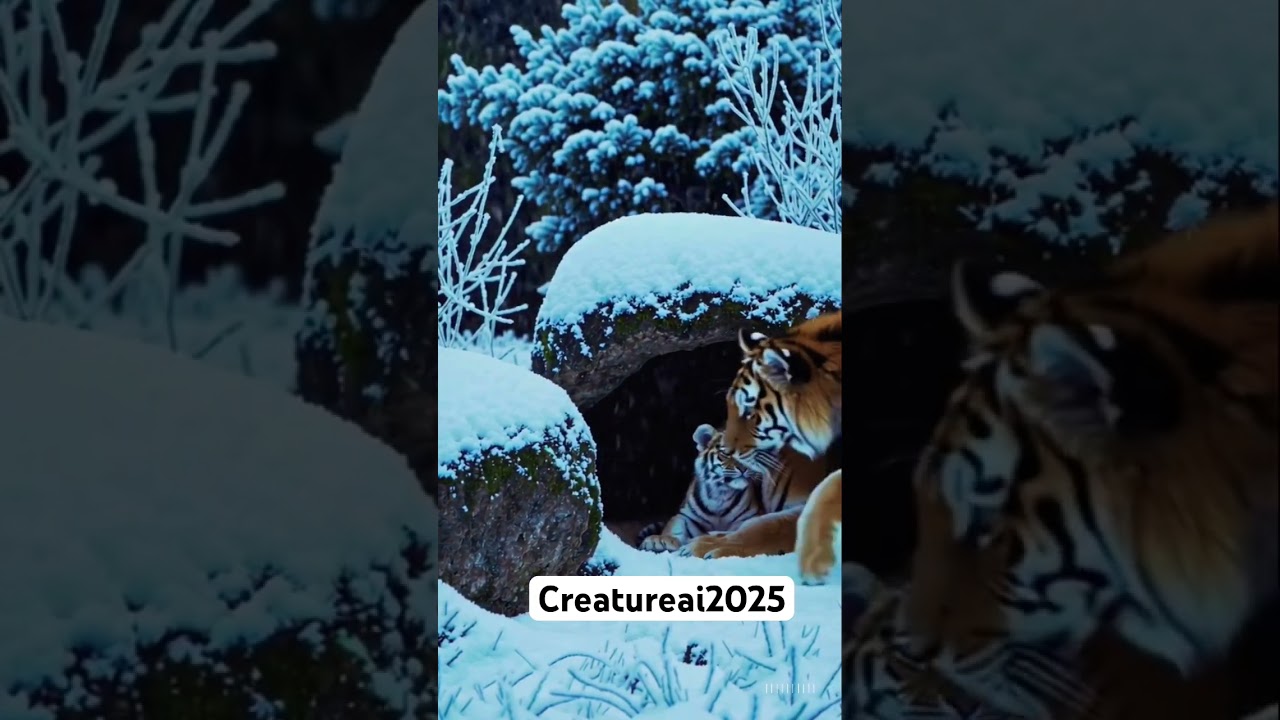 Tiger Cub's Snow! ❄️ Adorable Tiger Family in Winter 