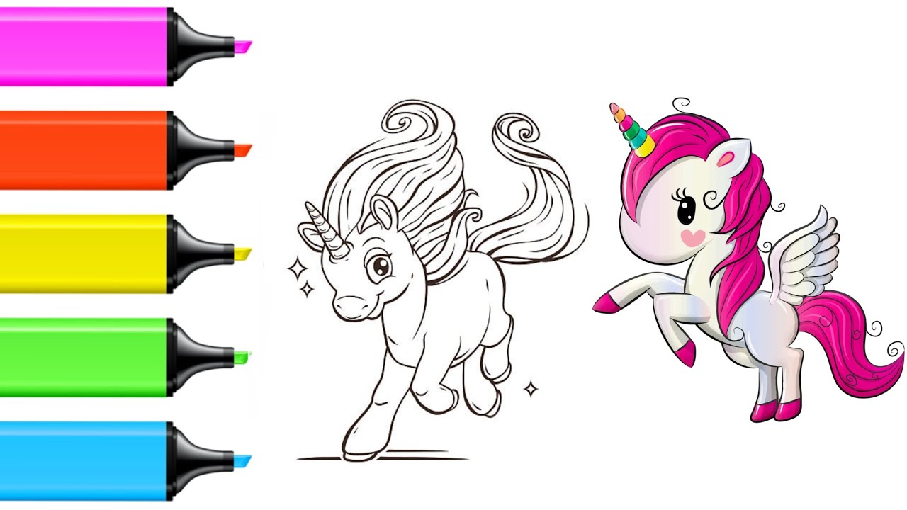 Unicorn Coloring Pages/How to color Unicorn - YouTube