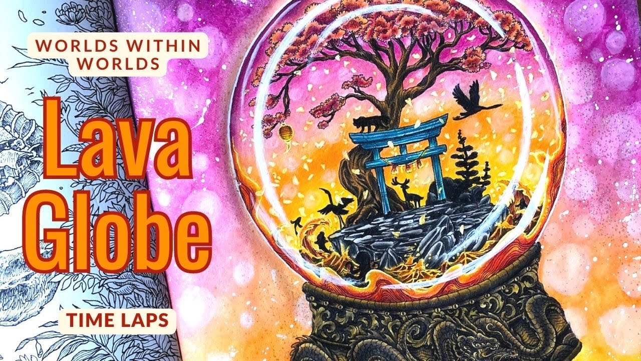 WORLDS WITHIN WORLDS by Kerby Rosanes | Adult Coloring | Neocolor II/Polychromos