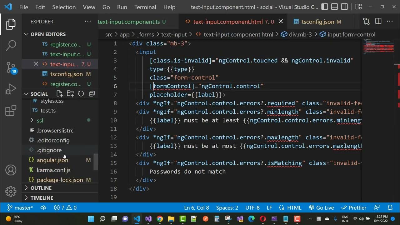 Fix Type AbstractControl is missing the following Properties from