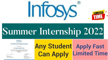 Infosys Summer Internship 2022 | Any Student Can Apply | Latest Internships 2022