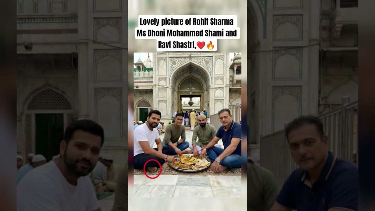 Lovely picture of Rohit Sharma Ms Dhoni Mohammed Shami and Ravi Shastri,❤️🔥