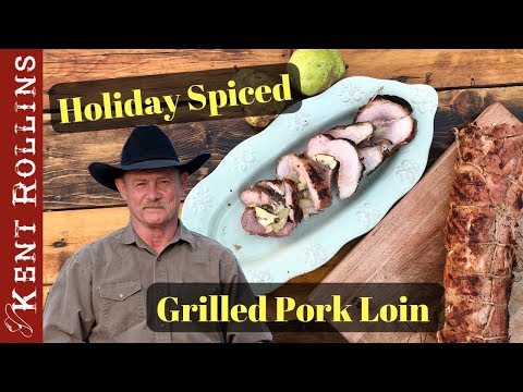 Grilled Whole Pork Loin - Stuffed with Pears and Apples