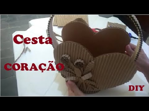 видео: CESTA PARA PRESENTES - 100% Papelão em formato de coração ( DIY diferente, simples, fácil e barato )