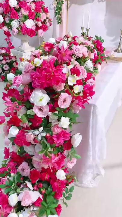 Angela Flower Hot Pink Series Table Sofa Runner Flower Wedding Party Event Decor #stage #flowers