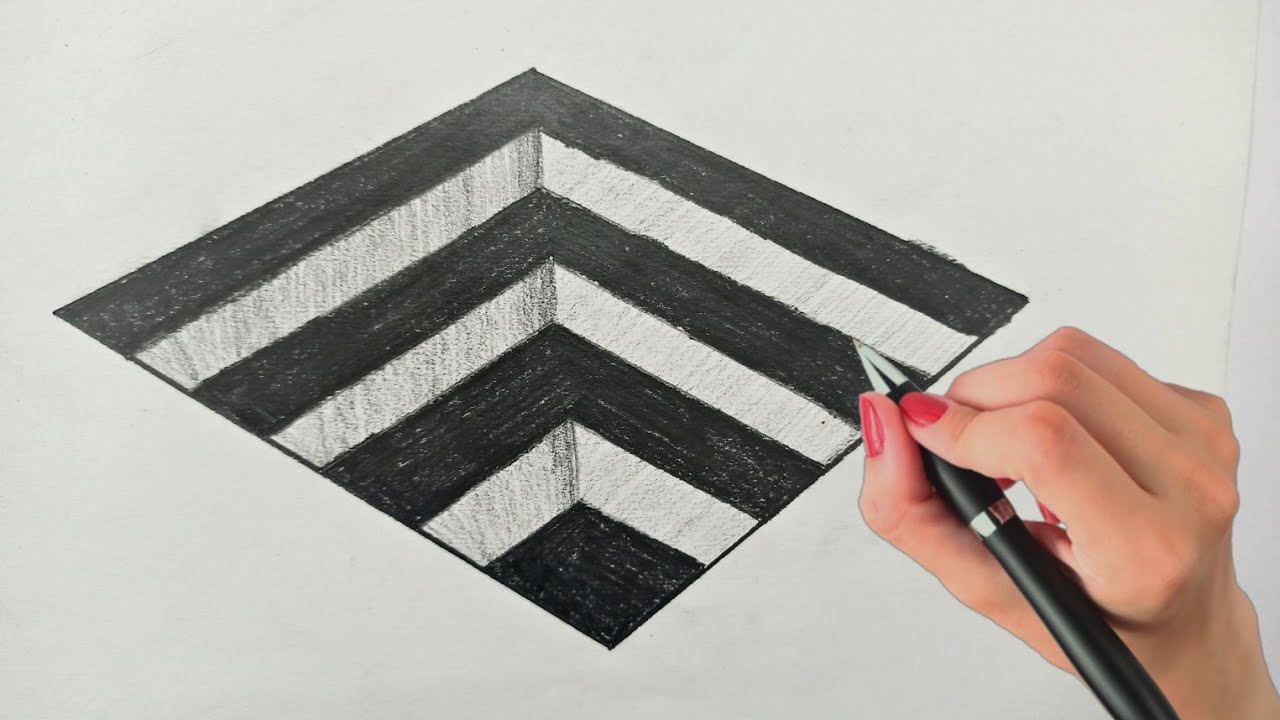 How to Draw 3D Steps in a Hole ! 3d Trick Art On Paper ! Optical ...